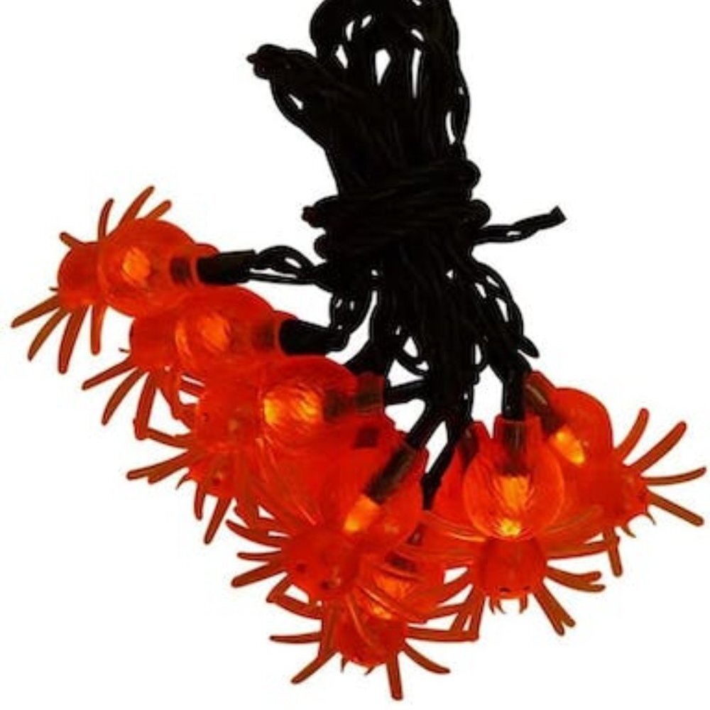 UltraLED Battery Operated Spider Cap Twinkle Light String, Orange